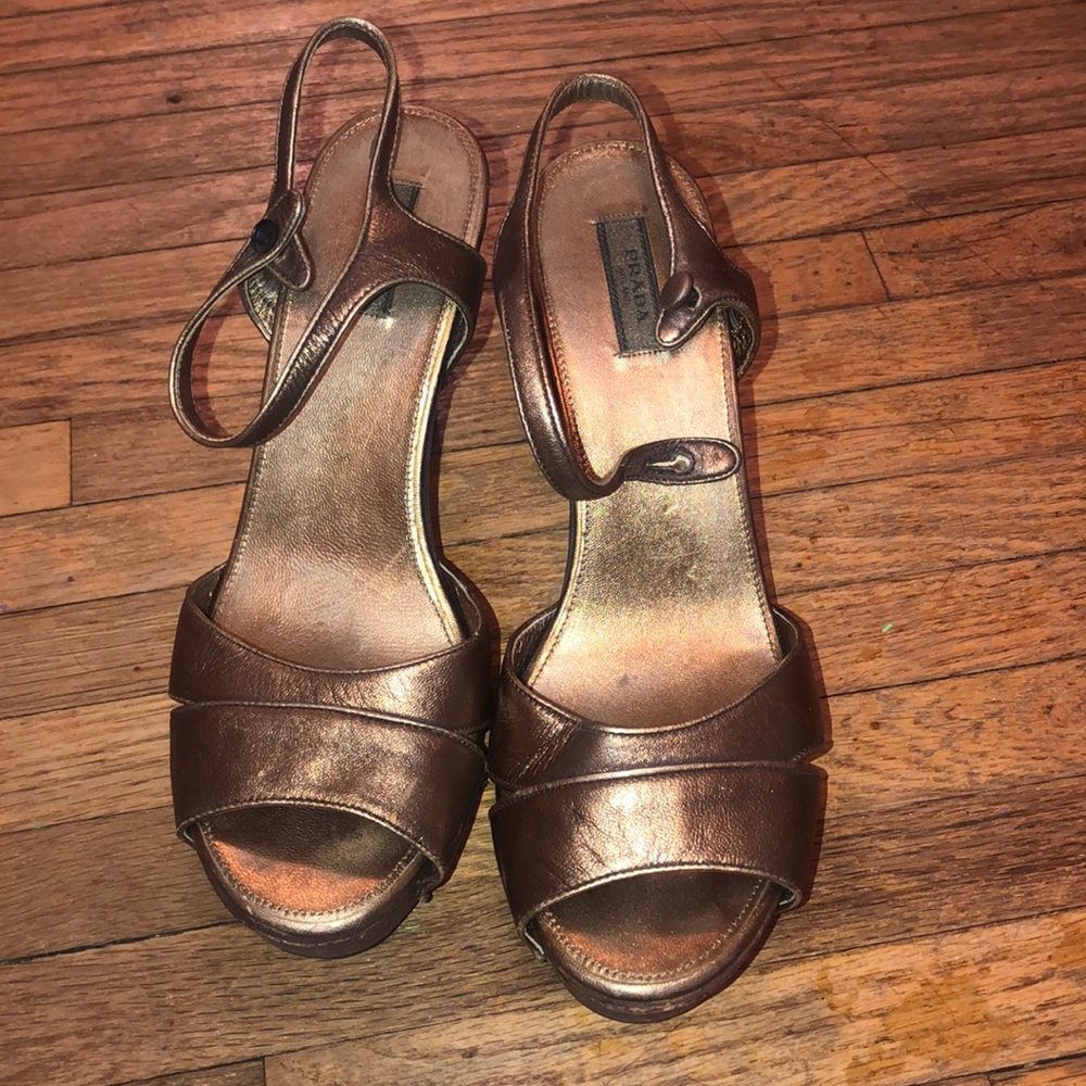 Bronze Prada Wedges